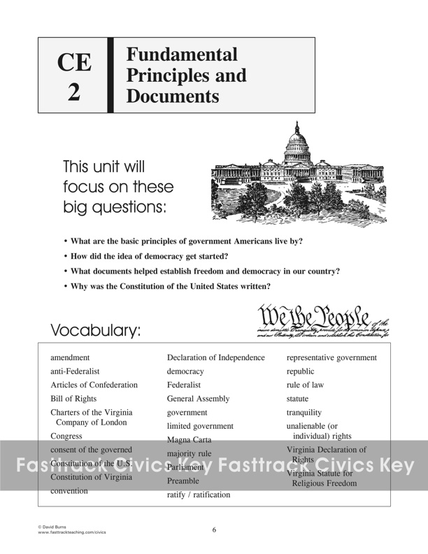 Title page for Unit CE 2: Fundamental Principles and Documents