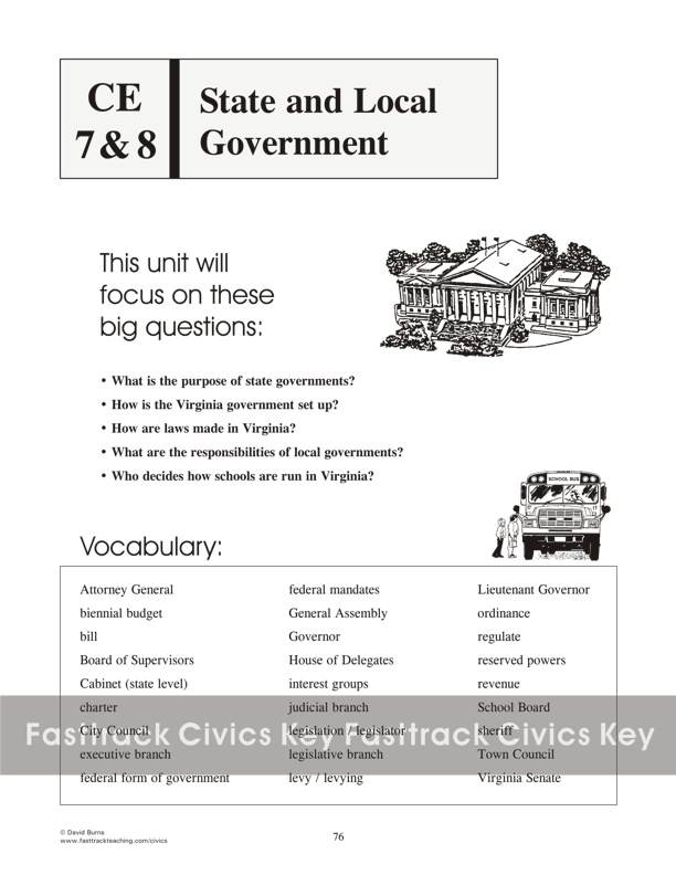 Title page for Unit CE 7 & 8: State and Local Government