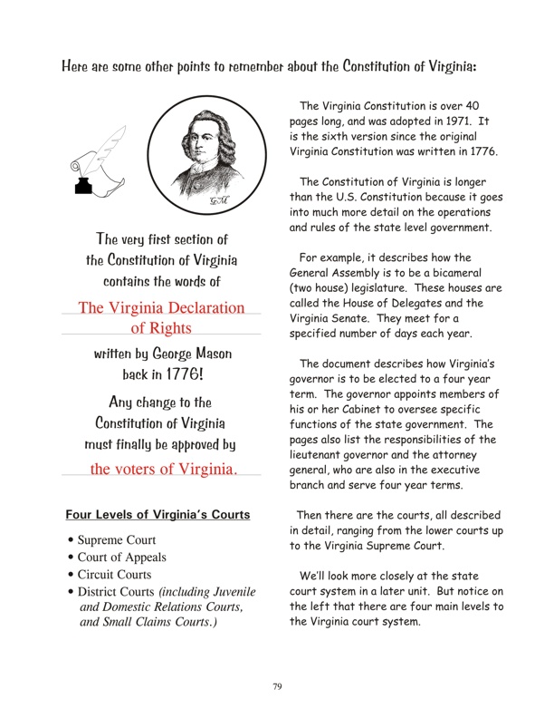 The Virginia Constitution and State Government - continued