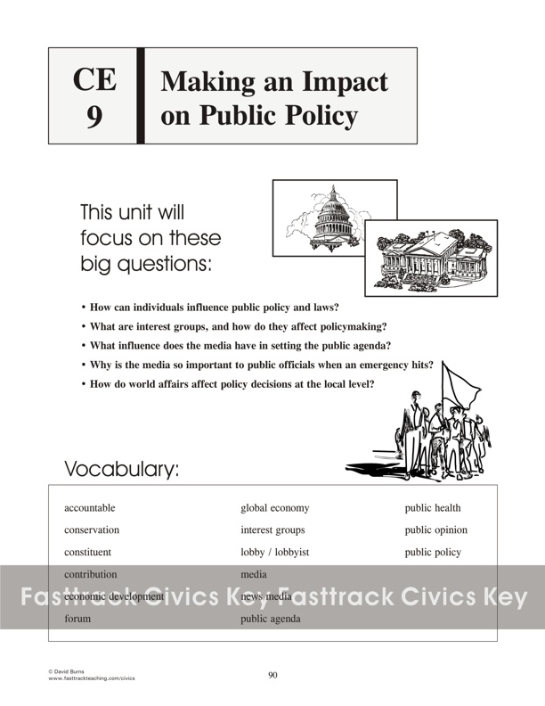 Title page for Unit CE 9: Making an Impact on Public Policy