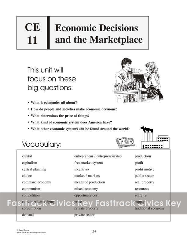 Title page for Unit CE 11: Economic Decisions and the Marketplace