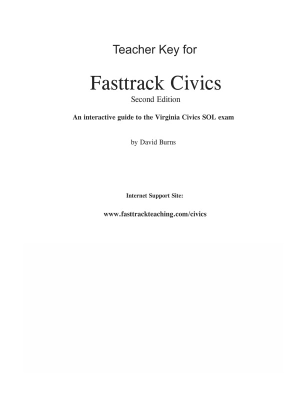 Title page of Fasttrack Civics Teacher Key