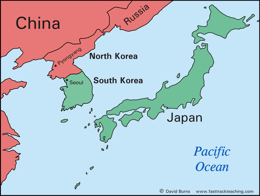Map - North and South Korea