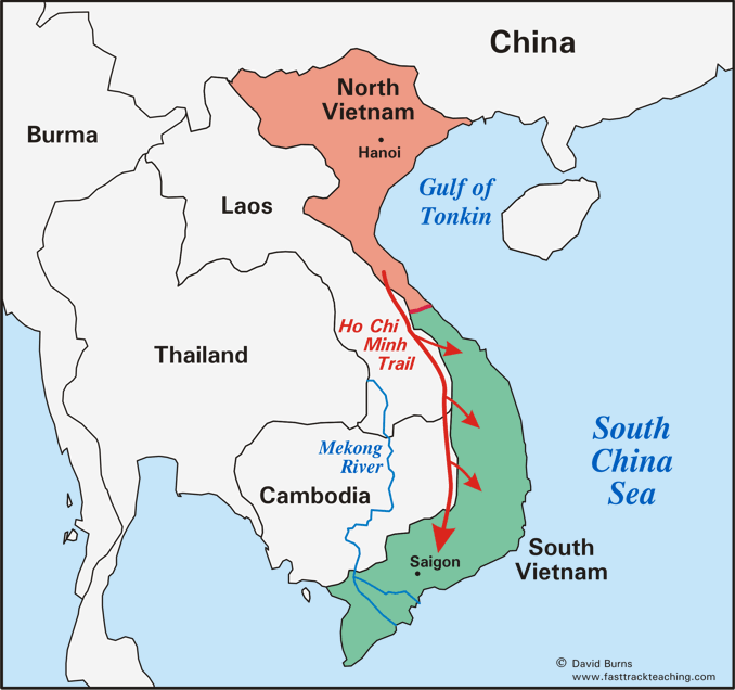 Map - Vietnam and Southeast Asia - Vietnam War - Ho Chi Minh Trail