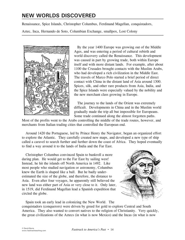 Fasttrack to America's Past - Section 1 - Discovery and Exploration - New Worlds Discovered - page 14