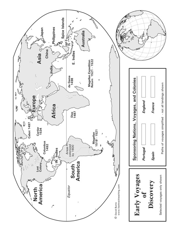 Fasttrack to America's Past - Section 1 - Discovery and Exploration - Early Voyages of Discovery - map page