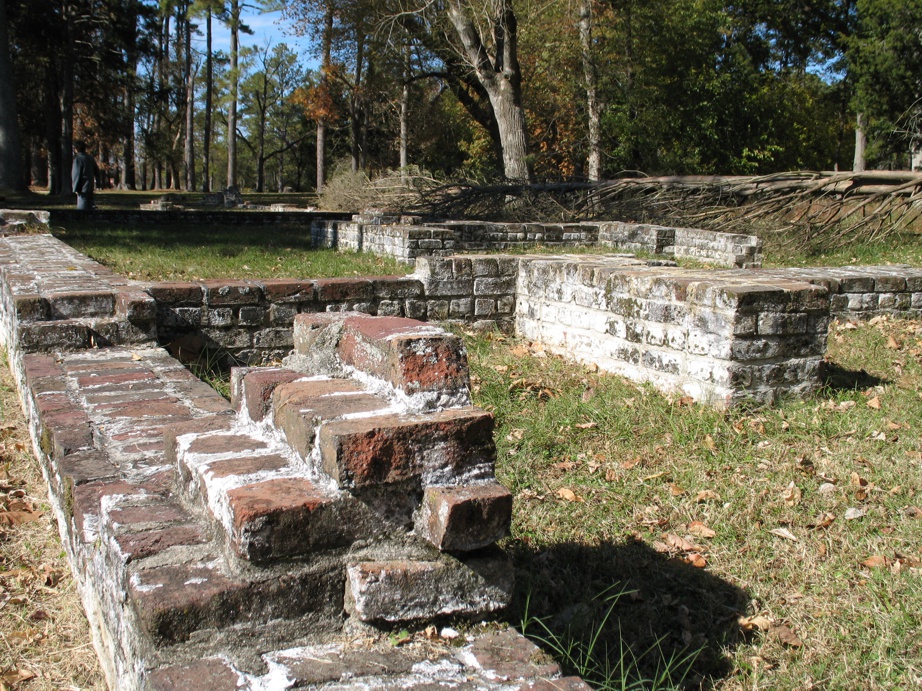 Jamestown brick foundation and woods