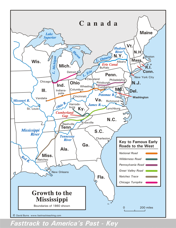 Growth to the Mississippi - U.S. history - map