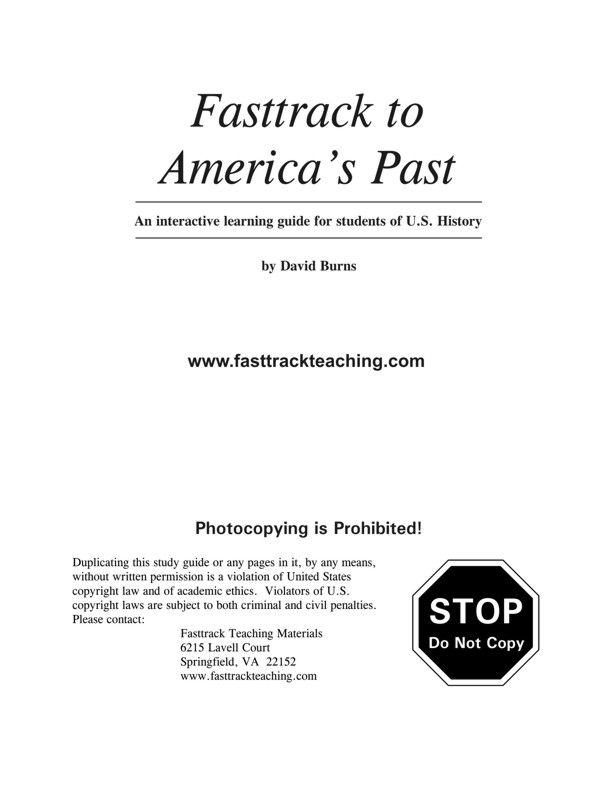 Fasttrack to America's Past - title page