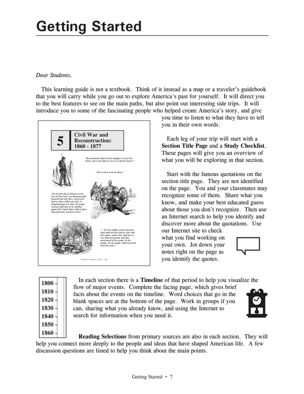 Fasttrack to America's Past - page 7 Getting Started page
