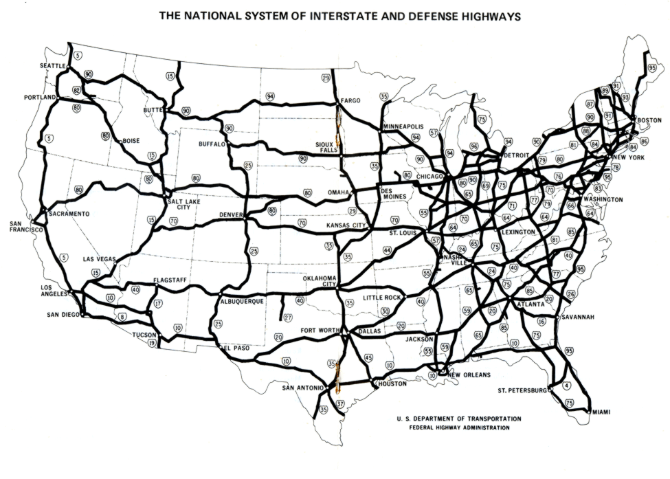 Us Interstate System Map Routes